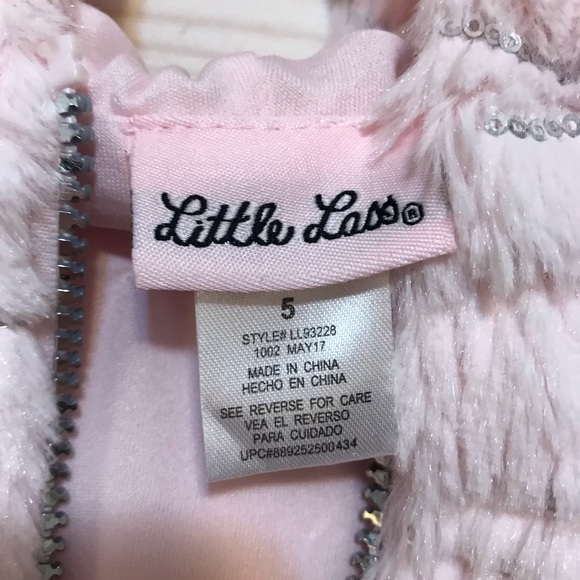 Little Lass ⚜️ Pink Hooded Furry Sequin Vest - Picture 5 of 5